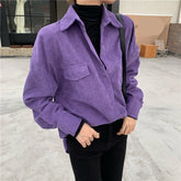 Vintage Long Sleeve Purple Corduroy Blouse Shirt